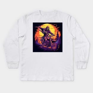 Epic Grim Reaper Motorcycle Kids Long Sleeve T-Shirt